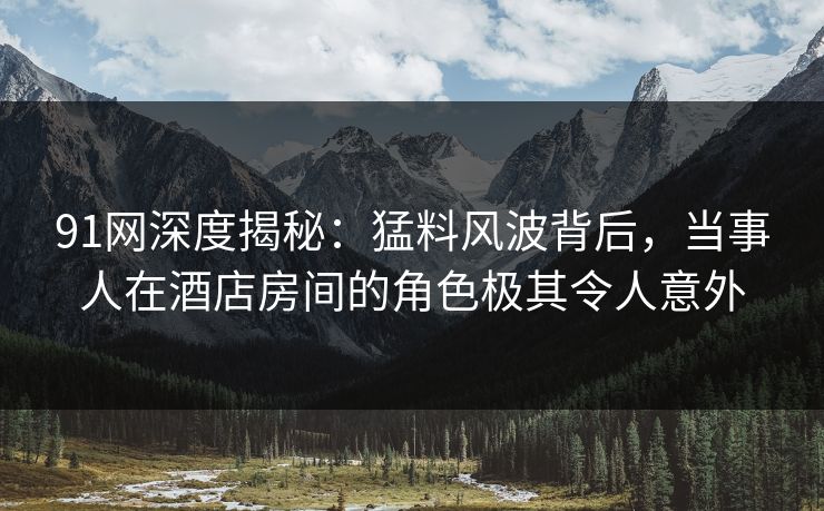 91网深度揭秘：猛料风波背后，当事人在酒店房间的角色极其令人意外